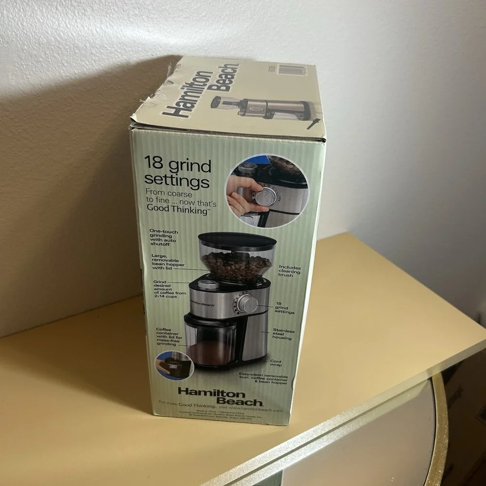 NEW Hamilton Beach 80385 Electric Burr Coffee Grinder 18 Settings 2-14 Cup